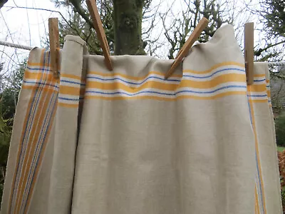Vintage Manglecloth Mangle Cloth  Tablecloth Runner Linen Stripes 3.44 Yards RAR • $57.88