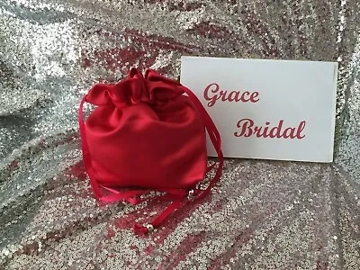 £5.99 • Buy RUBY RED  SATIN DOLLY BAG BRIDAL BRIDESMAID FLOWER GIRL  **free Swatches**