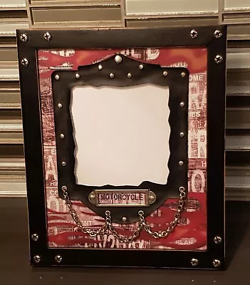 Unique Motorcycle Photo Picture Frame With Faux Leather Chains Screws | 8 X 10 • $14.95