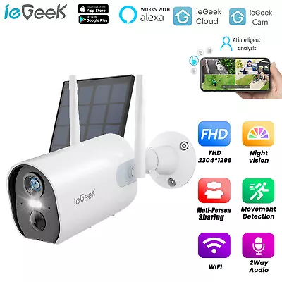 Solar Security IP Camera Battery Power Outdoor Wireless WiFi CCTV Camera 1296P • $67.99