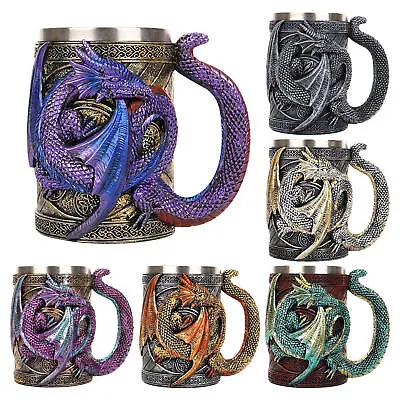 Handmade Beer Mug Stainless Steel Cup 3D Medieval Dragon Beer Tankard Gift • $56.30