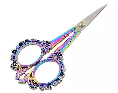 Vintage Embroidery Scissors Nail Scissor Retro Design Multi Rainbow Colour • £4.25