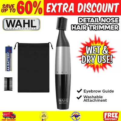 Wahl Wet And Dry Hair Trimmer Cordless Beard Nose Eyebrow Hair Shaver Grooming • $52.71