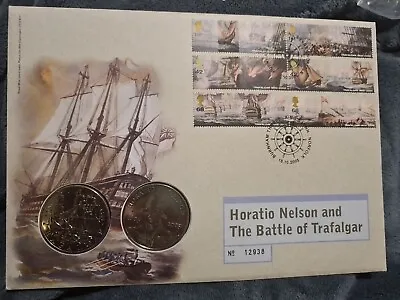 2005 HORATIO NELSON & THE BATTLE OF TRAFALGAR £5 Pound Coin Cover (G2) • £25