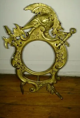 Antique Napoleonic Brass Picture  Frame With Helmet Military Etc  • $99.99