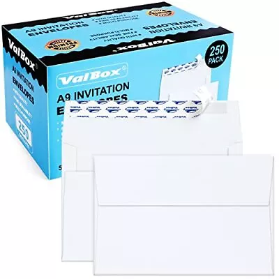 ValBox A9 Invitation Envelopes 250 Qty 5-3/4 X 8-3/4  White Envelopes Self Se... • $43.86