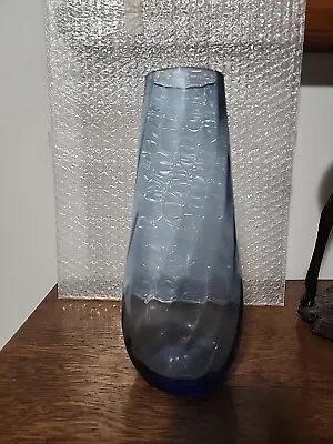 Vintage Blue Glass Vase Heavy Glass  Swirl Pattern • $0.99