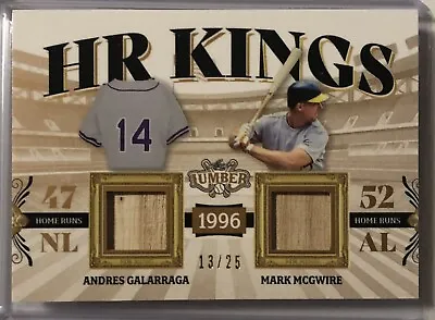 2022 Leaf HR Kings Dual Game Used Bat Relic Mark McGwire Galarraga 13/25 #HRK-02 • $22.49