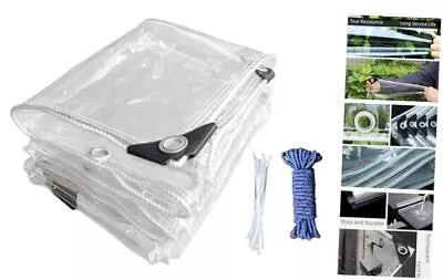 Clear Tarp With Grommet 3x8 Ft 20Mils Clear Tarp Heavy Duty Waterproof 3*8 Ft • $34.54