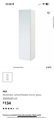 £4.99 • Buy IKEA Pax Single Mirror Doors Wardrobe 