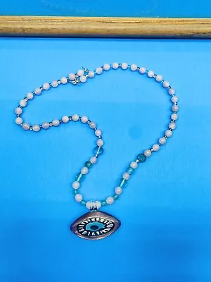 $12.99 • Buy Evil Eye Glass Pendant Necklace Costume Jewelry Glass Beads