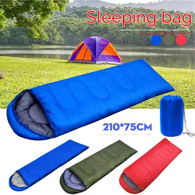 4 Season Single Sleeping Bags Camping Rectangular Envelope Zip Up Kids Adult • £14.99