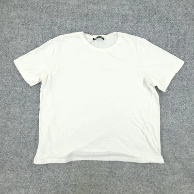 $13.99 • Buy Zara Shirt Women's Large White Crew Neck Short Sleeve Pullover Stretch Casual