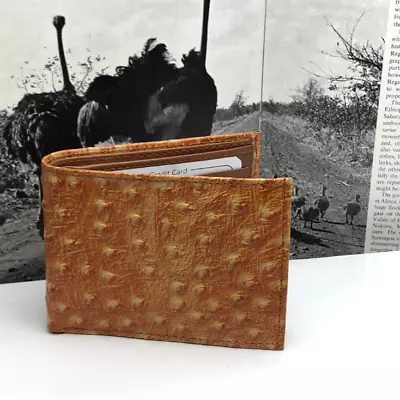 Men’s Genuine Leather Ostrich Embossed Wallet • $14