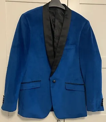 Dobell Velvet Dinner Tuxedo Smoking Jacket Blue Blazer  Paisley Lining 40R • $62.22