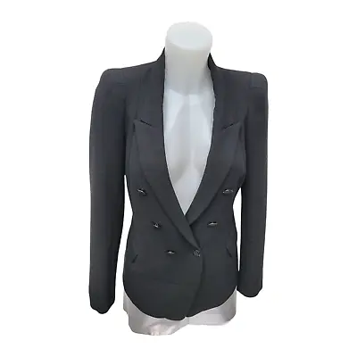 Zara Slim Fitted Double Breasted Black Jersey Blazer Size S • £20