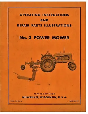 Allis Chalmers CA No. 3 Power Sickle Mower Owner's & Repair Parts Manual AC Hay • $20