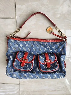 DOONEY & BURKE Leather/Denim Monogram Hobo Bag • $35