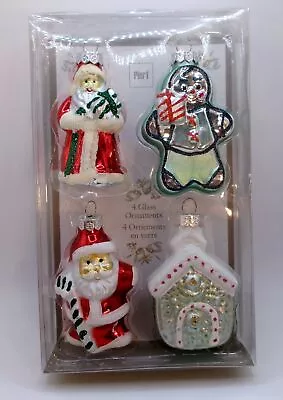 Set Of 4 Mini Glass Christmas Ornaments For The Small Tree By Pier 1 New • $8.95
