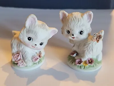 Vintage Pair Napco Kittens Butterfly And Flowers Figurines  • $20.99