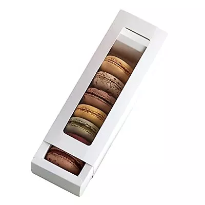 Macaron Boxes For 6 To 7 White With Clear Display Window 25 Pieces Macarons C... • $34.22