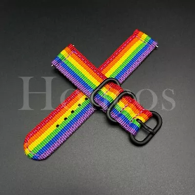 18 20 22 MM Rainbow Nylon Canvas Watch Band Strap Quick Release Fits For Timex • $12.99