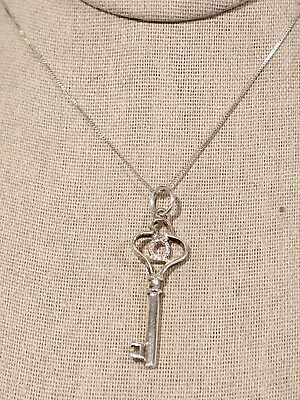 Tiffany & Co. Sterling Silver Large Skelton Key Pendant Necklace 925 18  • $382.15
