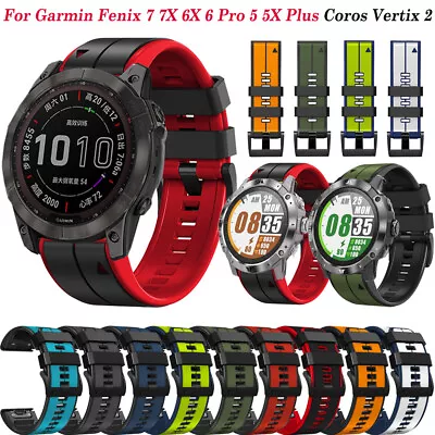 Quick Fit Silicone Band Strap For Garmin Fenix 7 7X 5 5X 6 6X Pro Coros Vertix 2 • $11.55