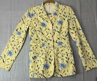 Moschino Jeans Womens Jacket Blazer Size 8 Yellow Cotton Buttons Packets Logo • $47.97