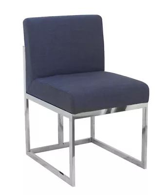 Modern Dining Chair Navy Blue Fabric With Metal Legs 48x56x81cmh • $179