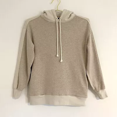 J. Crew University Terry Two Toned Oversized Hoodie Sweatshirt Neutral Cream XXS • $35