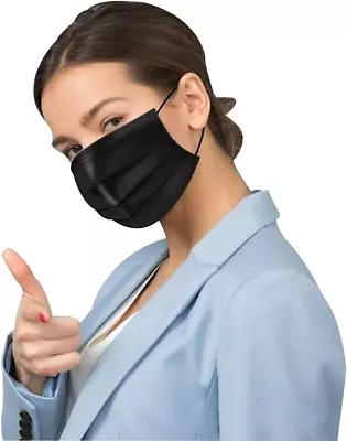 50Pcs Black Disposable_Face_Mask 3 Ply Face Mouth Protection Shield Filter Breat • $27.08