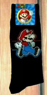 Mens Super Mario Black Crew Socks (shoe Size 6.5-12) • $7.90