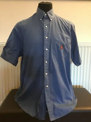 Ralph Lauren Casual Short Sleeved Shirt Blue Tilden  Adult Size Large (A17) • £13.50