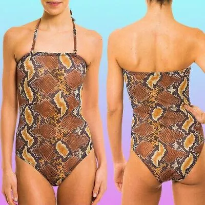 Kiniki Tan Through Swimsuit Strapless Tube Bandeau Swimming Costume Uk 8 Uk 10 • £19.50