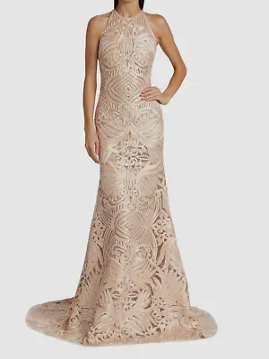 $8495 Naeem Khan Women's Pink Resort Ribbon-Embroidered Gown Size 8 • $2378.78