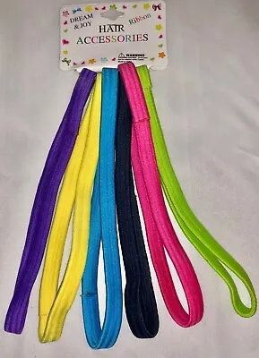 Multicolored Elastic Stretch Sport Headbands NO Metal 6 Pack • $6.99