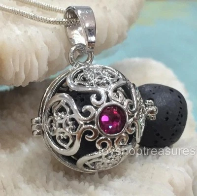 $15.95 • Buy Rhinestone Ruby Red Crystal Aromatherapy Diffuser Necklace Essential Oil Lava