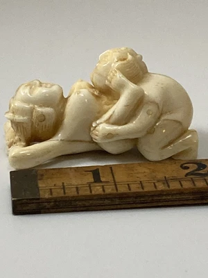 £75 • Buy Japanese Carved Erotic Netsuke With Character Marks To The Base