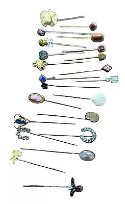 Lot Of 22 Vintage Stick Pins Goldtone Rhinestones Cameo Variety & Styles • $9.95