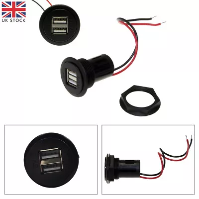 Car Double USB 5V 2 X 2.5A Mounting Socket 12-24V Universal Charger Dual Port UK • £14.99