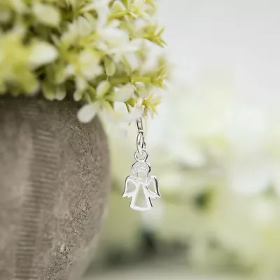 Silver Angel Charm - 925 Sterling Clip On Charm - Lobster Clasp - Guardian Angel • £8