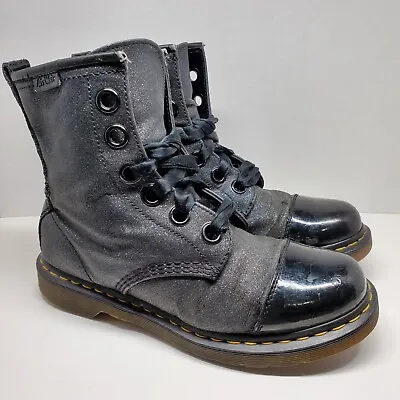 Doc Dr Martens Gracie Glitter Black Patten Lace Combat Boots Women's US Size 10 • $119.95