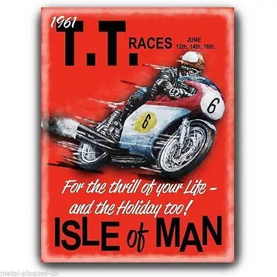 £4.79 • Buy SIGN METAL PLAQUE - TT RACES ISLE OF MAN Vintage Retro Poster Art Print