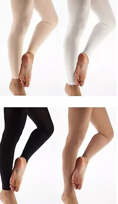 £4.79 • Buy Girls Kids Childrens BALLET DANCE TIGHTS Pink White Footless Footed Convertible