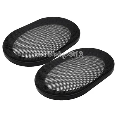 2pcs 4 X6  Inch Audio Speaker Cover Decorative Circle Metal Mesh Grille #Black • $10.98