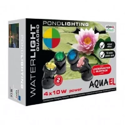 Aquael 4x 10w LED Pond Lights Waterproof Submersible Garden Spotlight • £29.95