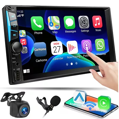 Double Din 7  Car Stereo Apple Android CarPlay Head Unit Touch Radio Auto Play • $112.79