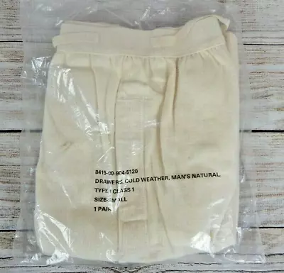 Vintage US Military Cold Weather Drawers 1979 Thermal Underwear Man's Natural Sm • $15.95