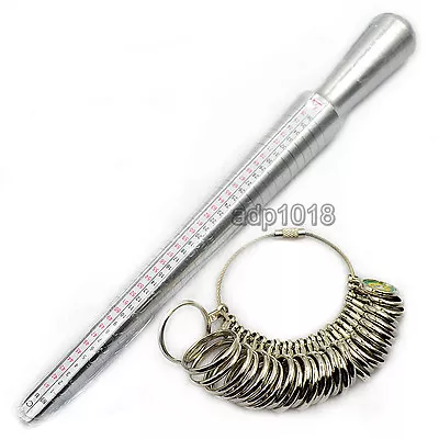 Silver Ring Sizer Finger Sizing Measuring Stick Metal Ring Mandrel Jewelry Tool • $10.92